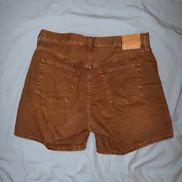 Levi's 501 Original Fit High Rise Mid-Thigh Shorts - Brown W33 - Picture 3 of 4